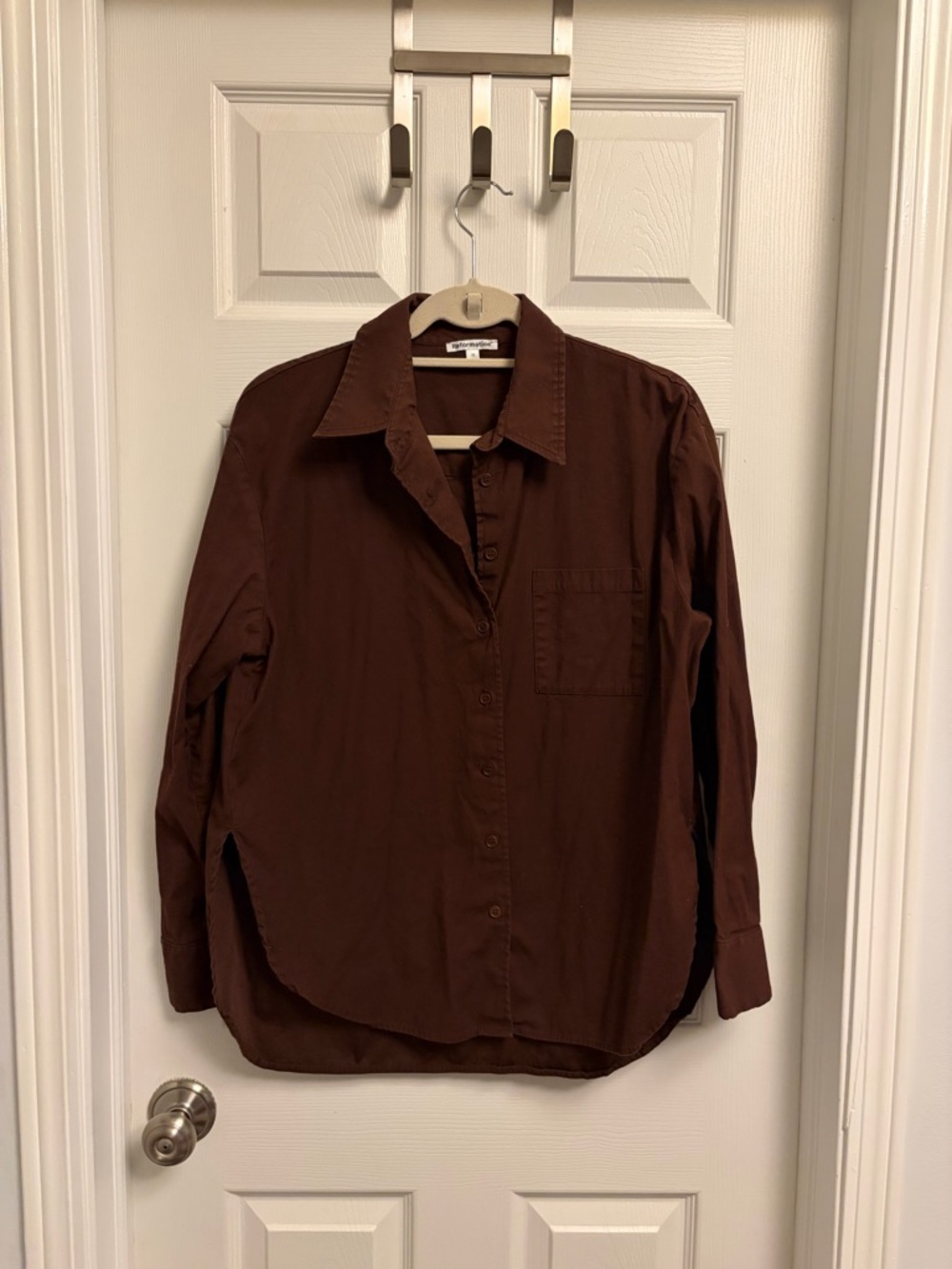Reformation Chocolate Brown Button-Down Shirt